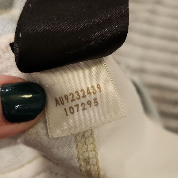 Blue and white striped 7 for all mankind jean skirt w/ distressed hem size 24. - Picture 11 of 15